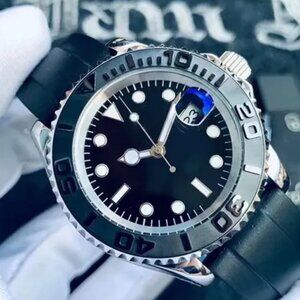 Stainless Steel Watch Silver Black Dial 40mm